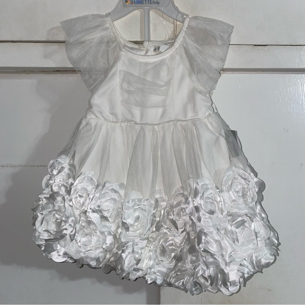 Baby Girls NANNETTE BABY white Tulle & EASTER , Church , DRESS size 6/9 months